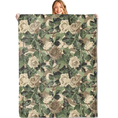 Camo Floral Rose Pattern Blanket: Camouflage Roses for Nature Lovers