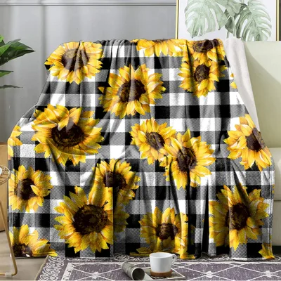 Sunflowers on Buffalo Plaid Blanket