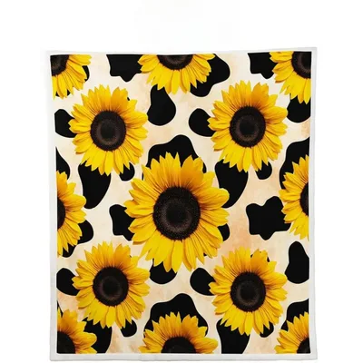 Sunflowers on Cow Print Blanket: Farmhouse Floral Design