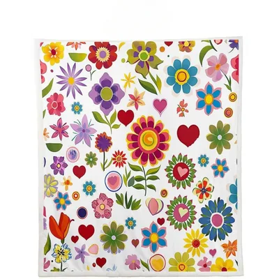 Retro Groovy Flowers Blanket: 70s Psychedelic Floral Design