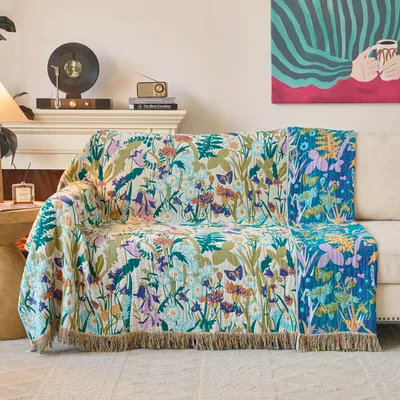 Boho Colorful Floral Pattern Blanket features a vibrant mix