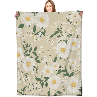Daisy Bloom Flower Pattern Blanket featuring white daisies