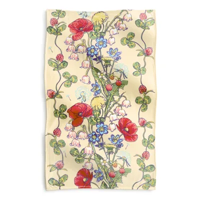 Red Poppies and Vines Blanket: A Botanical Floral Throw