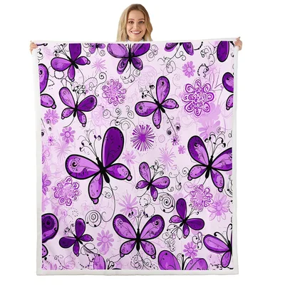 Purple Butterflies and Flowers Blanket: A Vibrant Floral Print