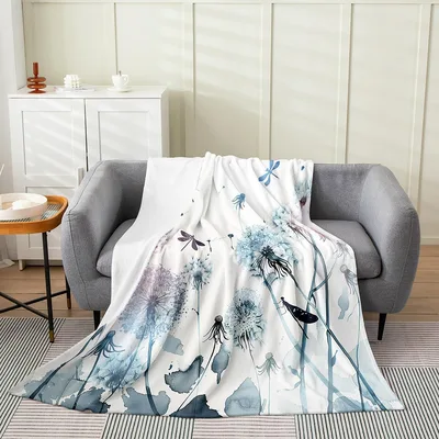 Dragonfly Dandelion Pattern Blanket: Watercolor Nature Design for Kids