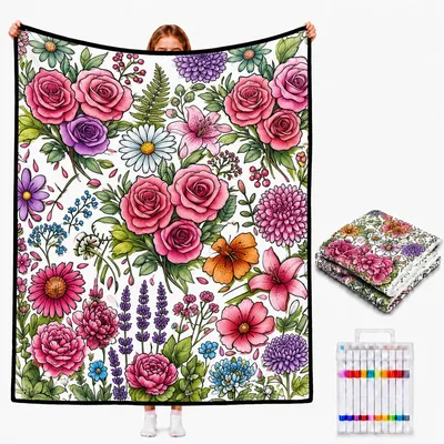 Roses and Wildflowers Coloring Blanket: Creative Floral Design