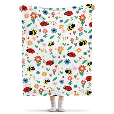 Bees Bugs Floral Pattern Blanket featuring cute bees