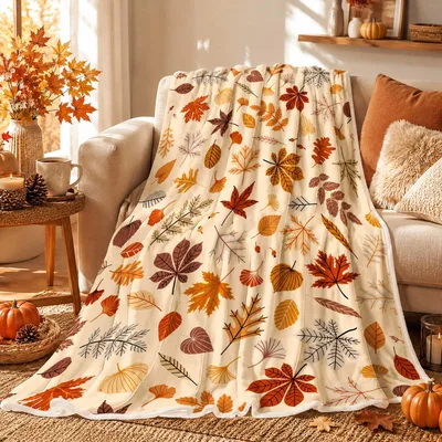 Autumn Leaves Pattern Blanket: A Fuzzy Fall Throw for Your Couch