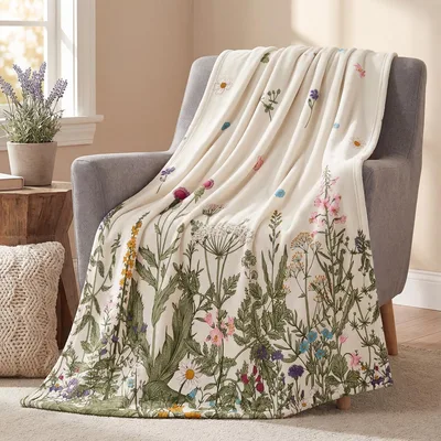 Wildflower Botanical Painting Blanket: A Garden in Full Bloom