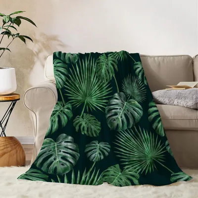 Tropical Green Palm Leaves Blanket for Plant Lovers