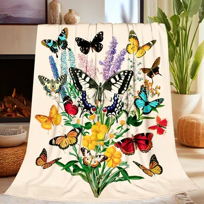 Butterflies and Wildflowers Blanket: A Botanical Garden Throw