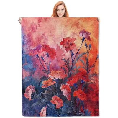 Vibrant Carnations Painting Blanket