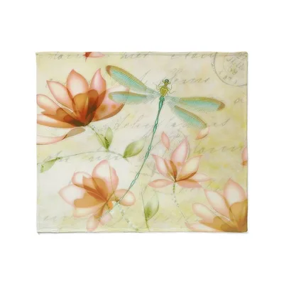 Pink Flowers and Dragonfly Blanket featuring vintage magnolia art