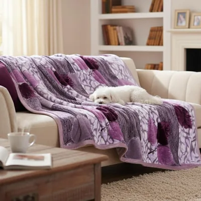 Purple Orchid Floral Blanket featuring soft violet blossoms