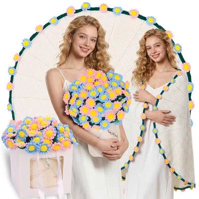 Flower Wreath Design Blanket: Crochet Bouquet Throw for Craft Lovers