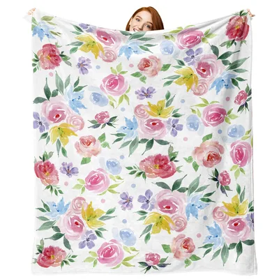 Watercolor Peony Roses Blanket: Soft Floral Art for Your Sofa
