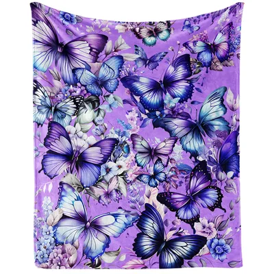 Purple Butterflies Pattern Blanket: A Vibrant Floral and Insect Design