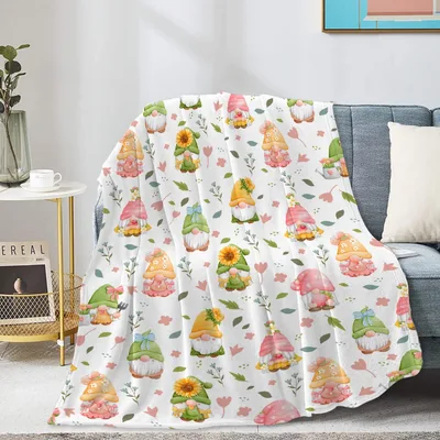 Gnome Floral Pattern Blanket: Whimsical Garden Gnomes for Cozy Days