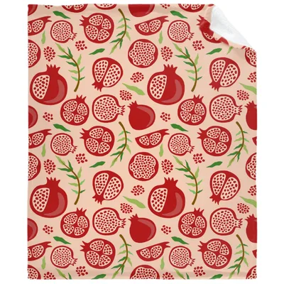 Pomegranate Pattern Blanket: Red Fruit and Leaf Print Design