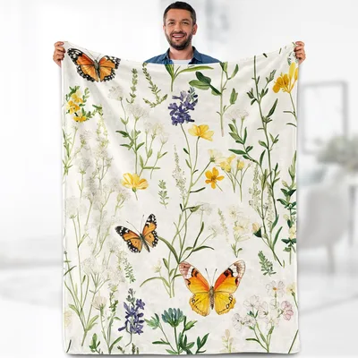 Wildflowers Botanical Butterflies Blanket