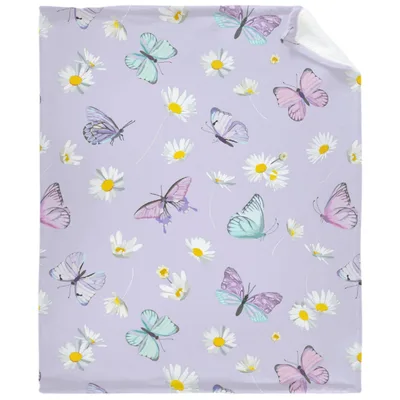 Butterflies and Daisies Pattern Blanket: Soft Floral Fleece Throw