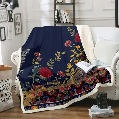 Paisley Boho Floral Pattern Blanket featuring exotic baroque details