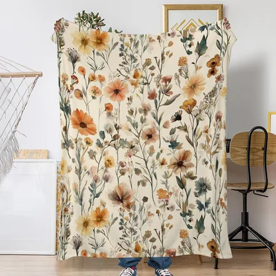 Vintage Wildflower Pattern Blanket featuring rustic watercolor blooms