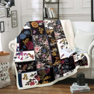 Floral Patchwork Pattern Blanket No. 2 for Boho Floral Lovers