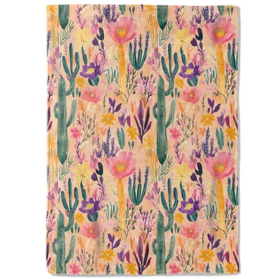 Cactus and Desert Flower Blanket: Watercolor Cacti and Floral Throw