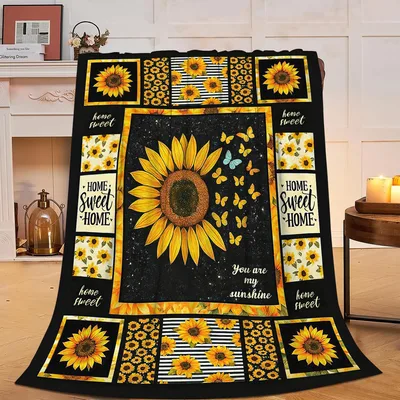 Sunflower Home Sweet Home Blanket: Cozy Floral Design for Your Space