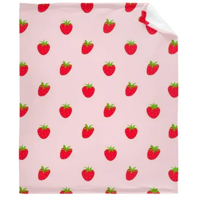 Strawberry Pattern Pink Blanket: Sweet Fruit Print for Cozy Days