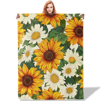 Sunflowers and Daisies Pattern Blanket