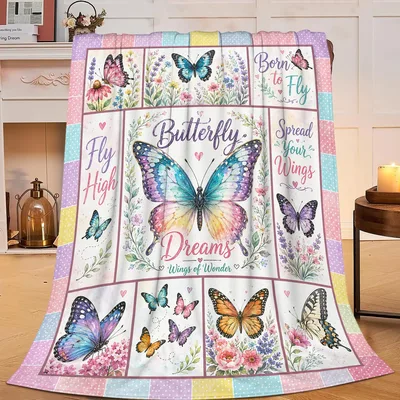Floral Quilt Blanket Butterfly Dreams features a patchwork