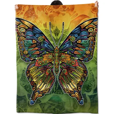 Colorful Butterfly Wings Art Blanket