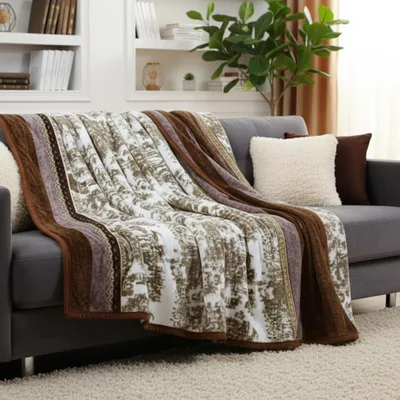 Victorian Floral Striped Pattern Blanket for Vintage Home Decor