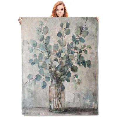 Eucalyptus Branches in Vase Blanket