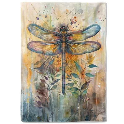 Watercolor Dragonfly Wings Blanket: Artistic Insect Print
