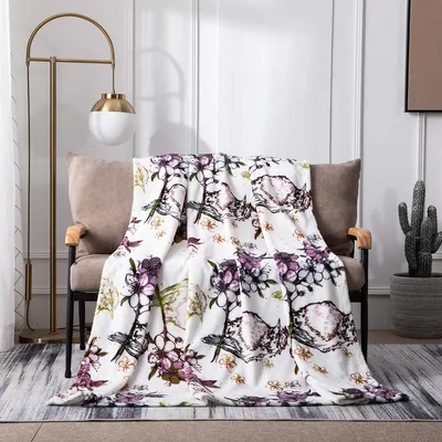 Orchid Blossoms Floral Pattern Blanket featuring purple orchids