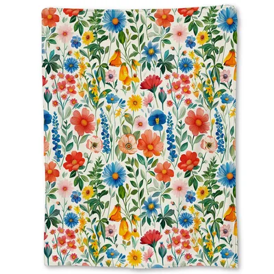 Vibrant Wildflower Pattern Blanket: A Burst of Colorful Floral Art