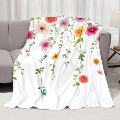 Spring Wildflowers and Vines Blanket: A Floral Throw for Garden Lovers
