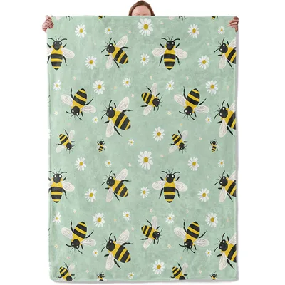 Bees and Daisies Pattern Blanket featuring cartoon bees