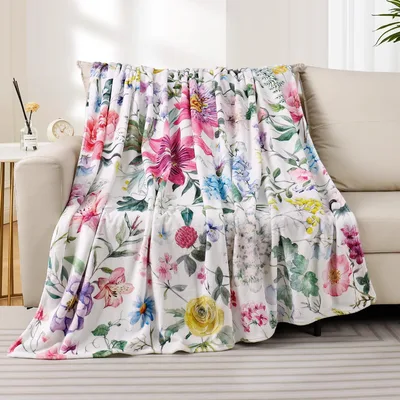 Colorful Wildflower Botanical Pattern Blanket: A Vibrant