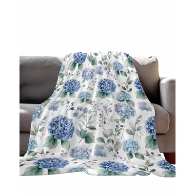 Blue Hydrangea Floral Pattern Blanket No. 3