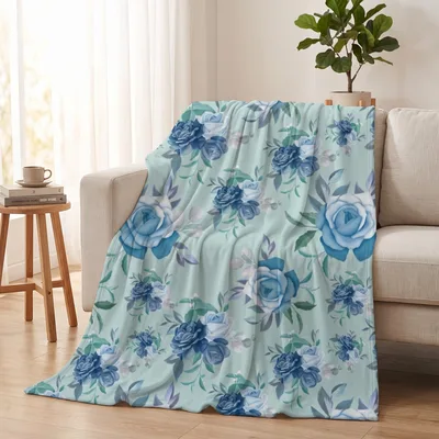 Blue Flower Pattern Blanket: Cozy Floral Throw for Nature Lovers