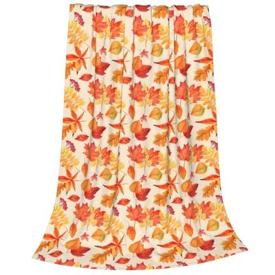 Watercolor Autumn Maple Leaves Blanket: Cozy Fall Foliage Design