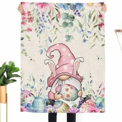 Easter Gnome with Eggs Blanket: A Floral Farmhouse Design