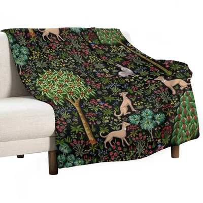 Vintage Floral Bird Pattern Blanket featuring a lush garden
