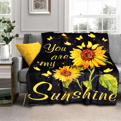 You Are My Sunshine Blanket with Golden Sunflowers and Butterflies