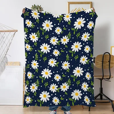 White Daisy Flowers Pattern Blanket No. 2