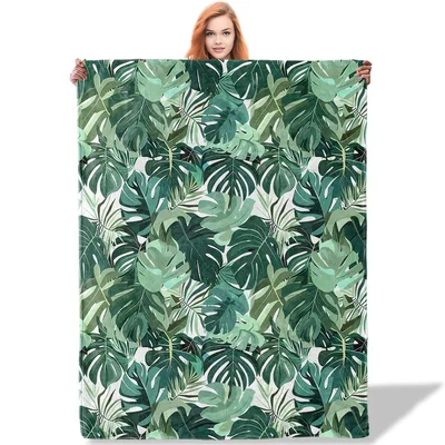 Tropical Monstera Leaf Pattern Blanket: Lush Greenery Design